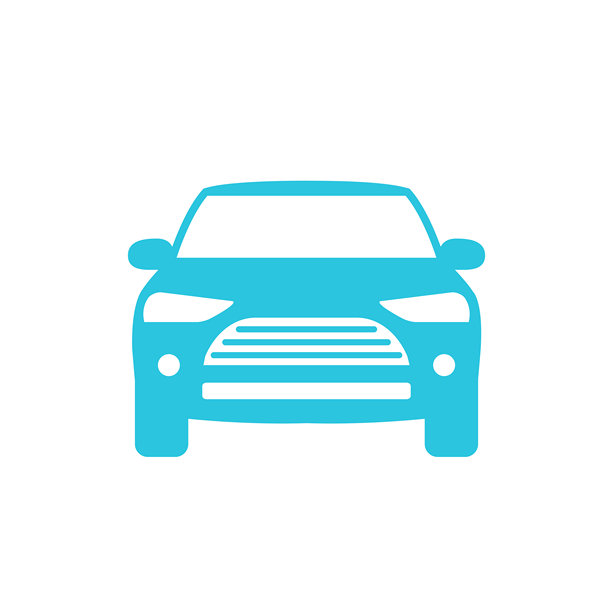 汽车图标，正面视图，独立于白色背景。来自蓝色图标集。图片下载