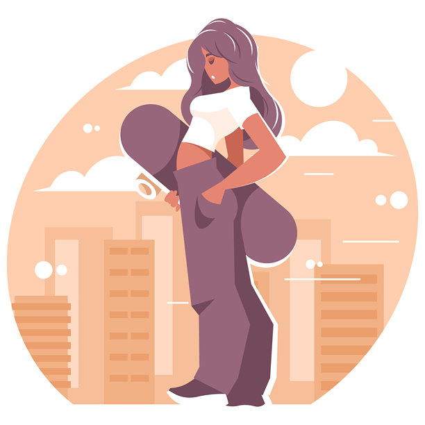 女孩手持滑板图片下载