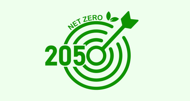 到2050年实现净零排放，碳中和。净零温室气体排放目标，长期气候中和战略，矢量插图。图片下载
