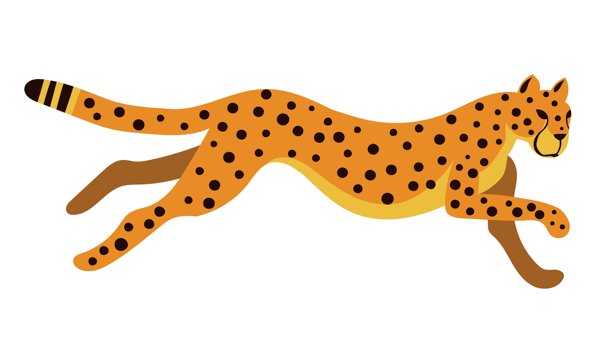 奔跑的猎豹或美洲豹矢量卡通插图在白色背景上图片下载