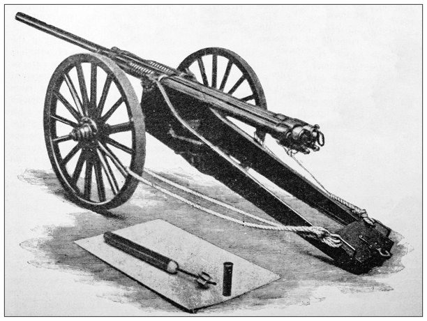 古董图像：空中鱼雷导弹炮，西姆斯-达德利4英寸炸药炮图片下载