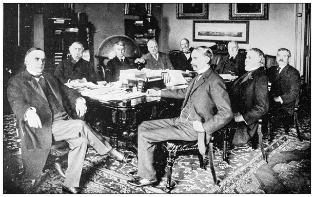 古董图像：战时政府，麦金利总统及其内阁图片下载