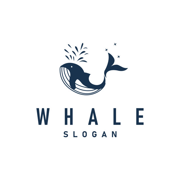 鲸鱼标志设计轮廓动物巨型鱼类虎鲸海洋概念简单模板插图图片下载