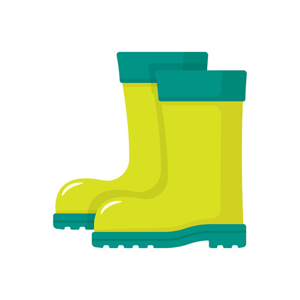 橡胶靴图标。彩色轮廓。侧视图。简单平面图形插图。白色背景上的孤立物体。图片下载