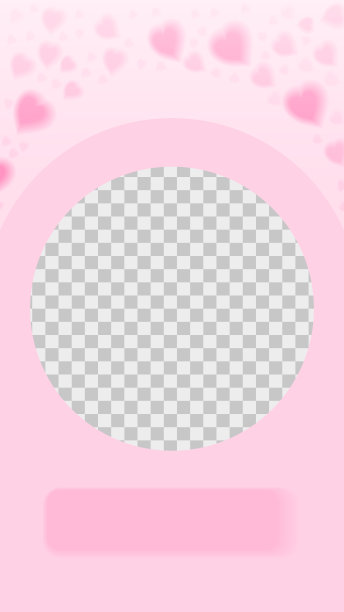 粉色背景上孤立的玫瑰花瓣心形图案，心形故事模板与照片位置。图片下载