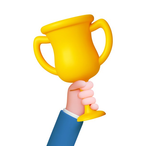 商人手持金杯。3D金奖杯，商业胜利与成功，领导力。庆祝冠军，获胜者。体育比赛奖品矢量概念。图片下载