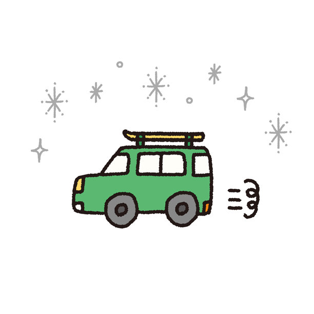 手绘矢量插图：一辆车正前往滑雪场图片下载