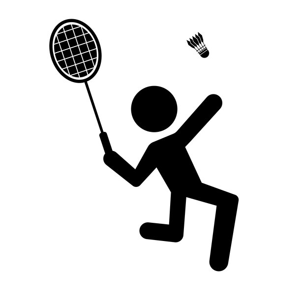 羽毛球运动员剪影图标。矢量。图片下载