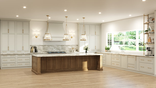 白色厨房与岛屿图片下载