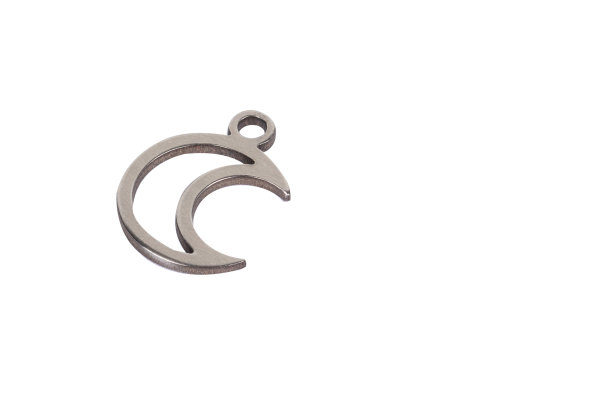 简约金色新月吊坠：优雅的天体珠宝挂件 - 精致的金属配饰，适用于项链和手链，现代抽象设计图片下载