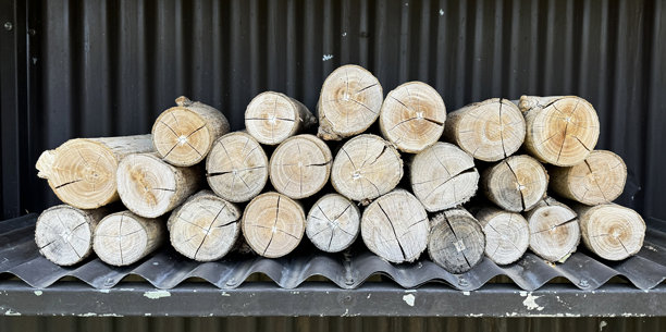 木材树干纹理的特写照片，展示了木头原木和树干的纹理，火柴木可用于露营火堆或冬天时在烟囱下使用。图片下载