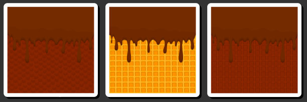 粘稠糖浆浇在华夫饼上的插图，配有手机，诱人的甜点饼干图片下载