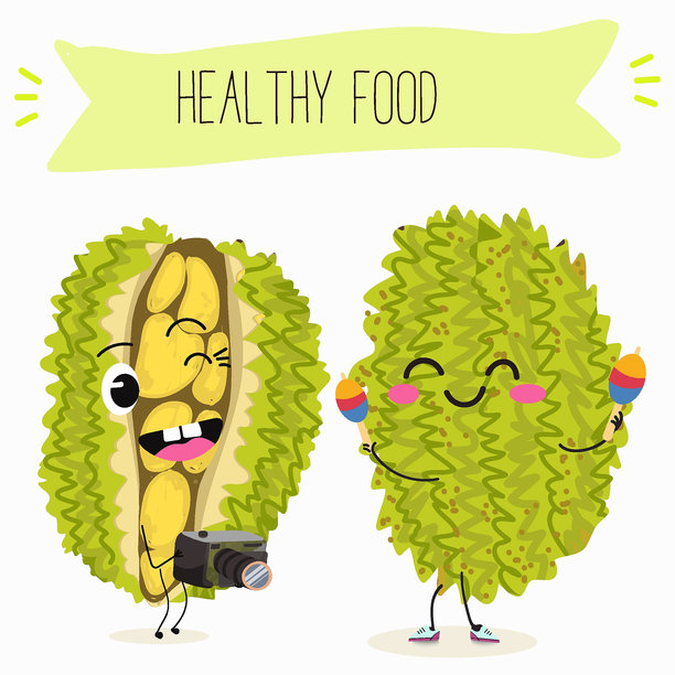 菠萝蜜角色，热带异国柑橘，矢量孤立食品图标，搞笑角色。手绘矢量。图片下载