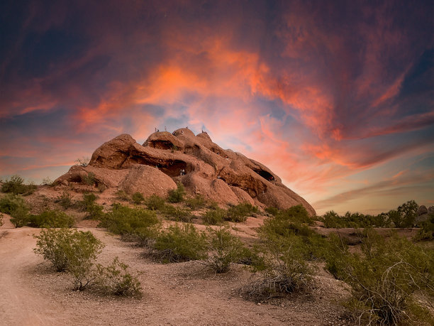 壮观的日落，帕帕戈公园，索诺兰沙漠，亚利桑那州图片下载