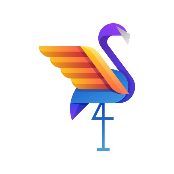 渐变色彩风格的火烈鸟矢量插图图片下载