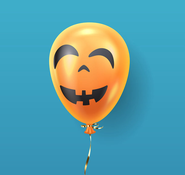 带有南瓜灯的气球逼真矢量插图图片下载