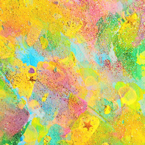 色彩斑斓的抽象丙烯画图片下载