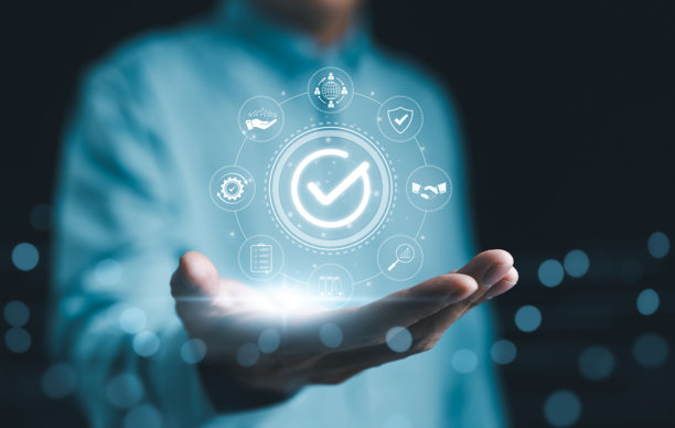 标准质量控制认证保证概念。遵守法规和标准。管理质量保证QA。质量控制QC。改进。商业证书，保证。图片下载