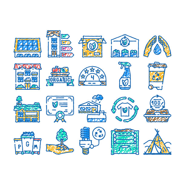 绿色生活生态图标手绘图片下载