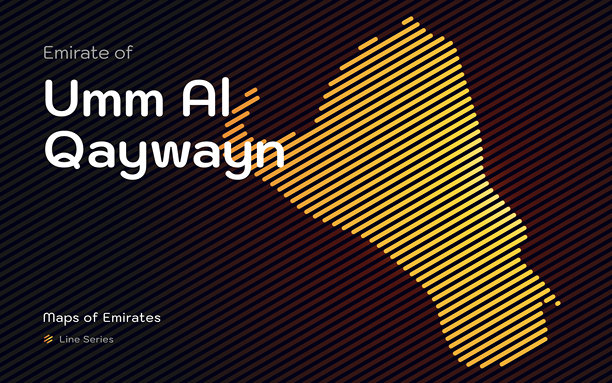 乌姆阿尔盖威酋长国线形图案创意地图。阿联酋地图图片下载