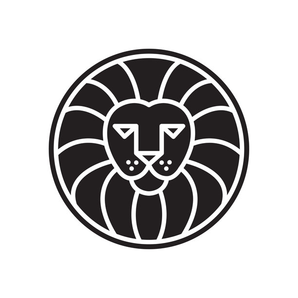 奢侈品牌狮头盾圈标志设计。矢量剪影图标元素的业务项目。概念稳定，保护您的投资孤立的白色背景图片下载