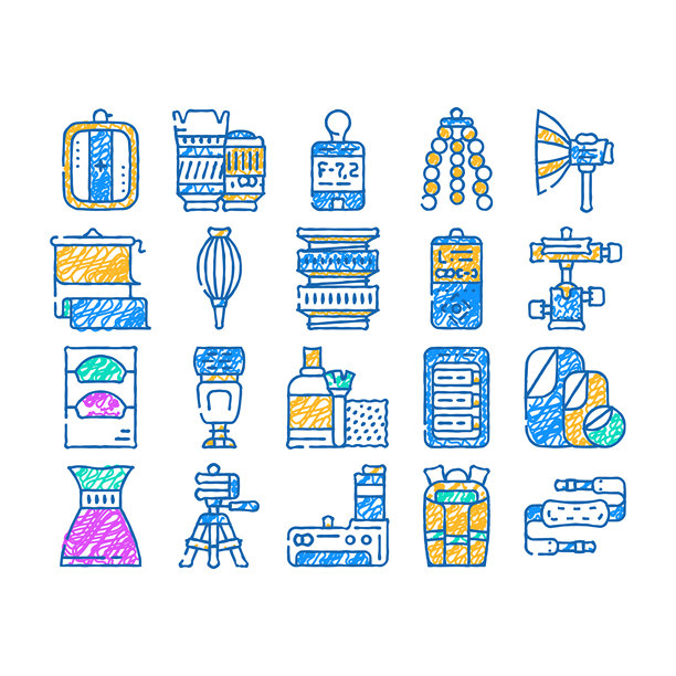 摄影工具和附件图标手绘图片下载