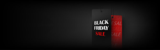 标签黑色星期五销售挂光在黑色背景。矢量插图。图片下载