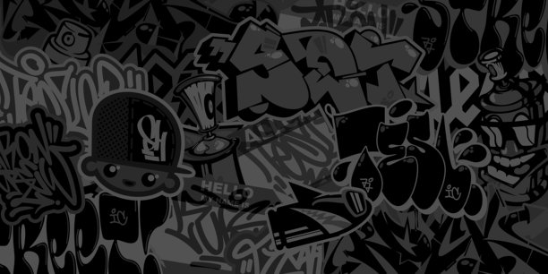 黑暗抽象城市涂鸦风格贴纸轰炸与一些街头艺术刻字背景图片下载