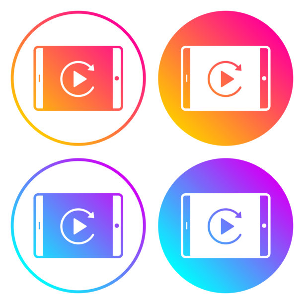 平板电脑上的回复。带有颜色渐变的圆形图标图片下载