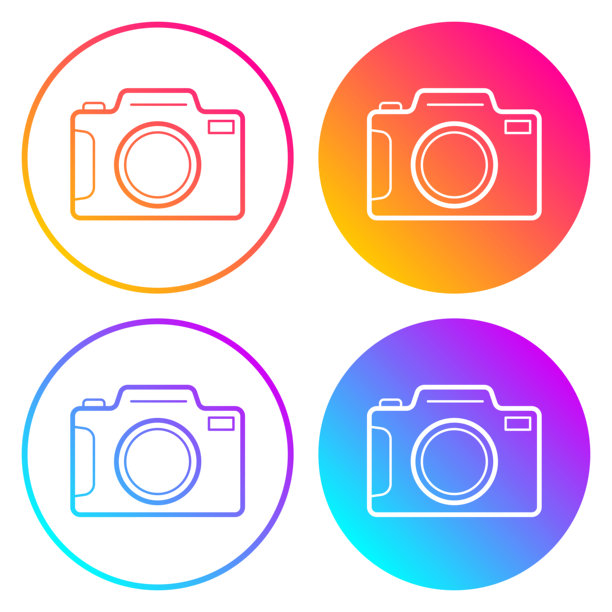 照片相机。带有渐变色的圆形图标图片下载