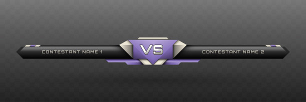 金属黑、银色和薰衣草色主题的游戏对战下三分之一，用于电子竞技、游戏和体育直播图片下载