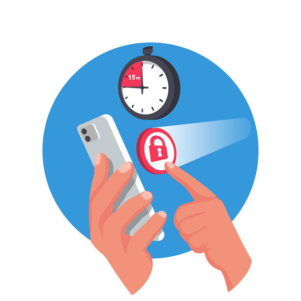 智能手机时间控制应用程序。手机屏幕锁定。矢量图。图片下载