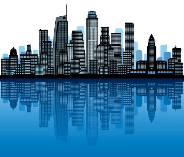 洛杉矶天际线剪影（所有建筑均已完成且可移动）图片下载