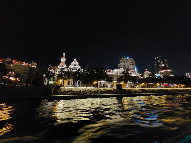 中国天津海河沿岸的夜景图片下载