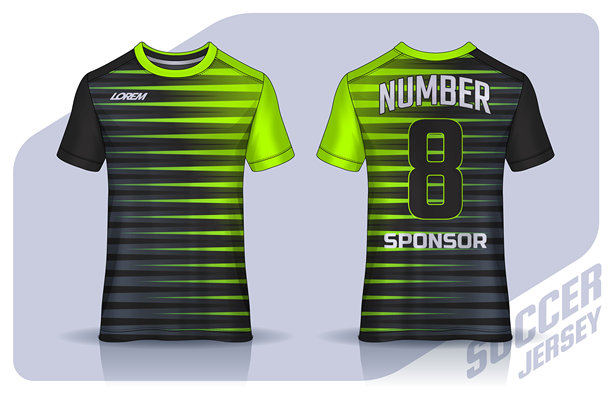 t恤运动设计模板，足球俱乐部的足球球衣模型。统一的前后视图。图片下载