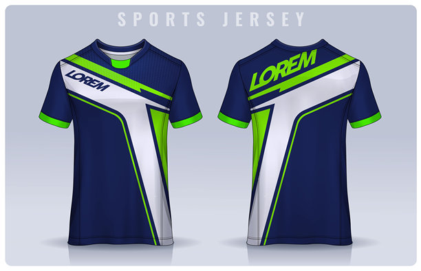 t恤运动设计模板，足球俱乐部的足球球衣模型。统一的前后视图。图片下载