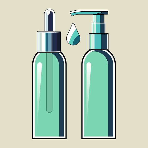 面部精华液和洁面乳。早晚例行，深层清洁，补水，去皮凝胶，泡沫保湿，韩国化妆品，基础护理，滴，酶，维生素c，视黄醇bakuchiol透明质酸图片下载