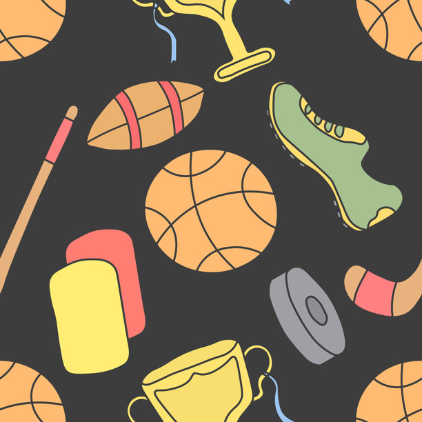 无缝运动模式。背景与体育图标。涂鸦运动插画图片下载