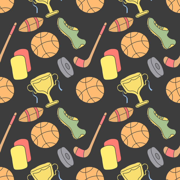 无缝运动模式。背景与体育图标。涂鸦运动插画图片下载