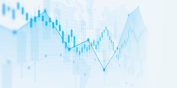 金融图表与股票市场趋势线图，商业技术概念图片下载
