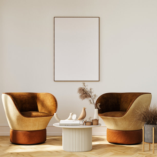 极简主义斯堪的纳维亚风格舒适室内海报设计。图片下载