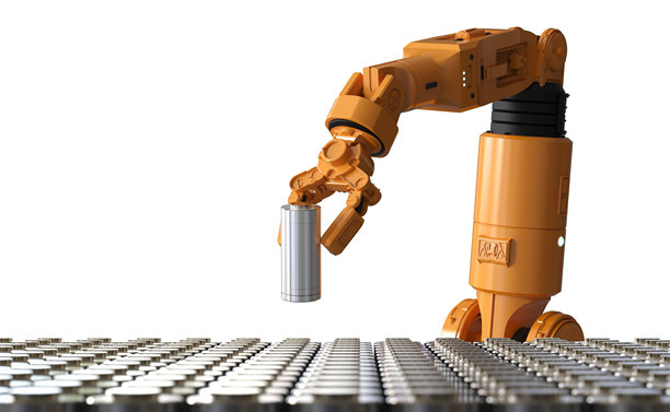 机器人臂生产的可充电圆柱形电池图片下载