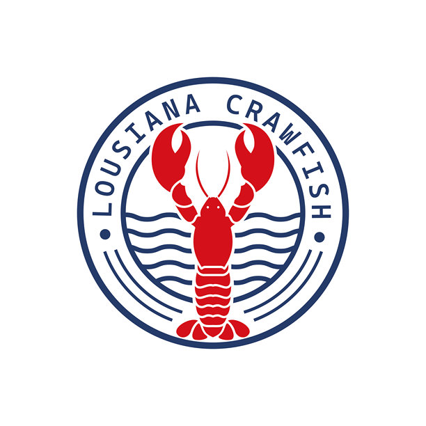 龙虾海鲜标志图标，带有吉祥物角色图片下载