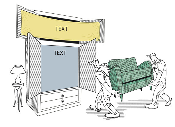 工人们搬运家具和扶手椅图片下载