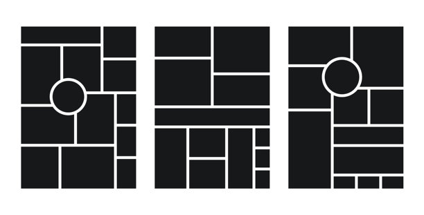 情绪板网格。情绪板背景。拼贴模板。照片蒙太奇布局。相册剪贴簿设计。带圆形的垂直模型。矢量插图。马赛克框架集合。图片下载