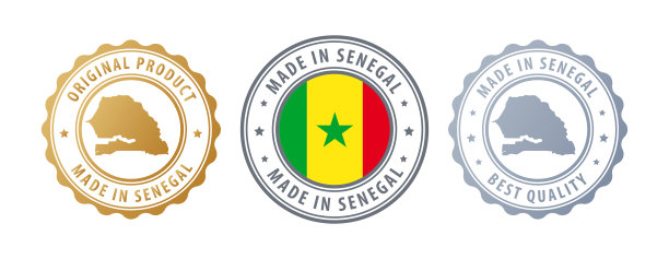 塞内加尔制造 - 带有地图和国旗的邮票套装。最佳品质。原产品。图片下载