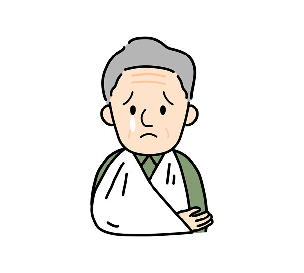 一位老年男子手臂骨折的插图图片下载