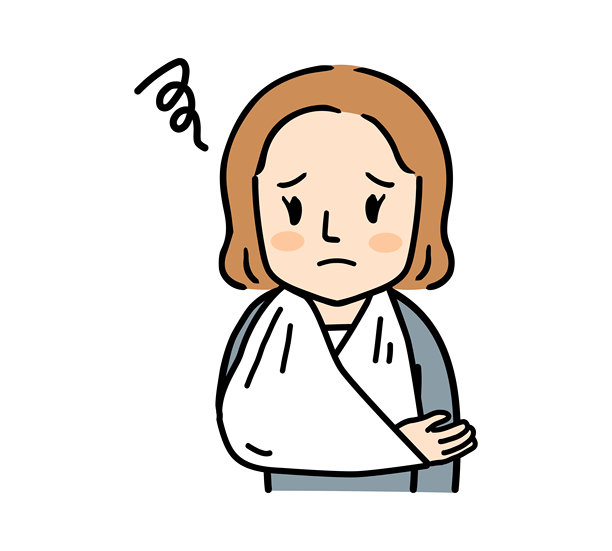 一位手臂骨折的女性办公室工作人员插图图片下载