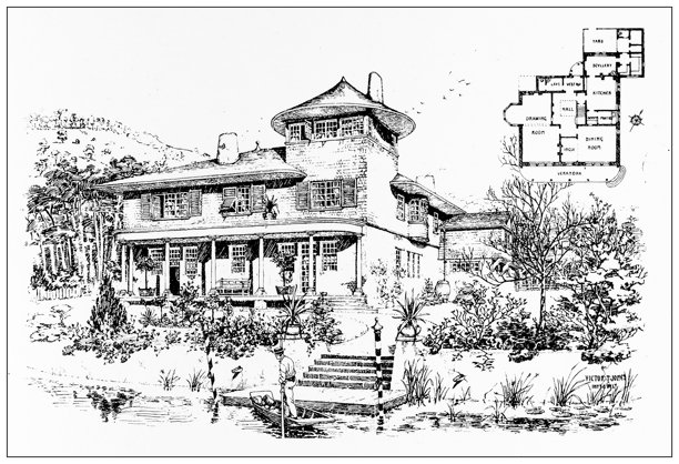 19世纪建筑：斯特里特利的河畔图片下载