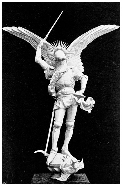 19世纪雕塑：圣米迦勒，E. 弗雷米特图片下载